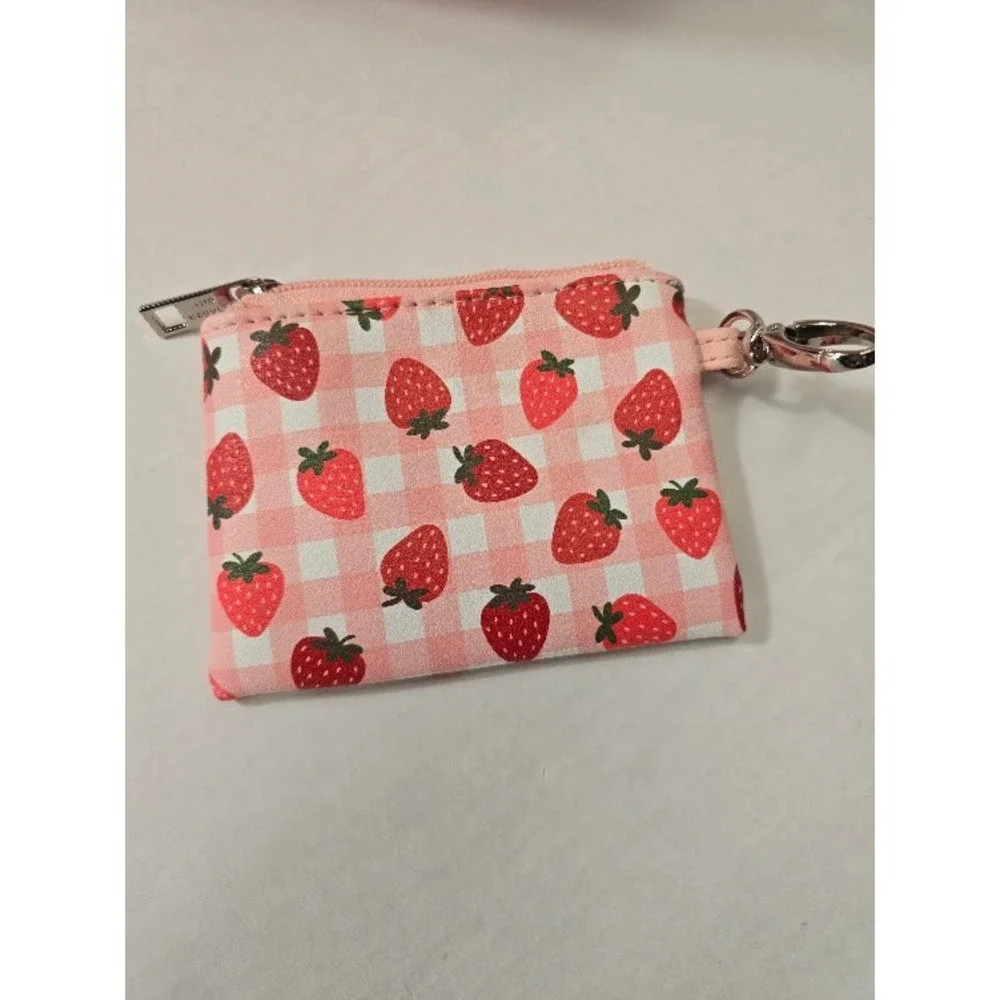 Madden Girl Mini Backpack & Coin purse Key chain Pink Strawberry Gingham